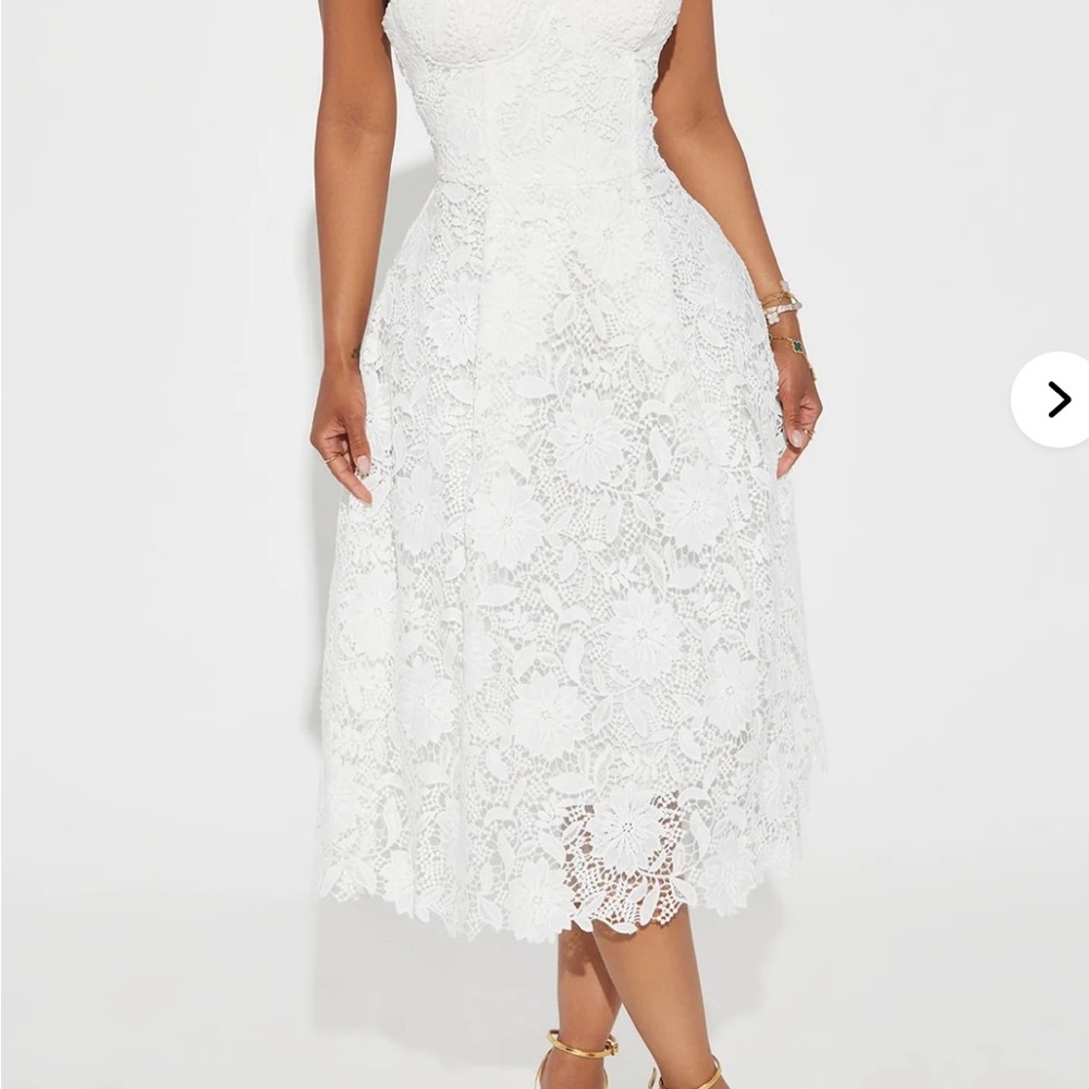 Fashion Nova White Strapless Fit and Flare Dress